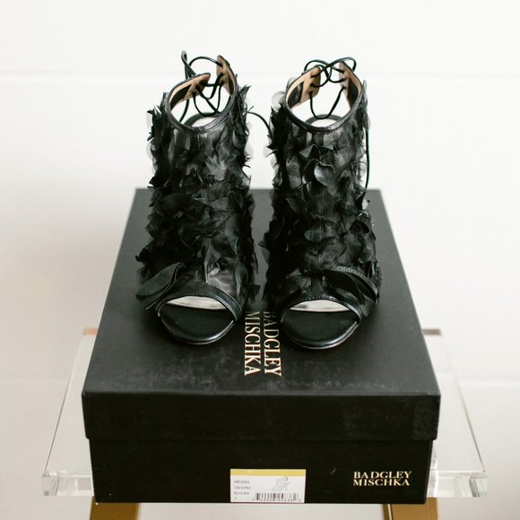 Badgley Mischka Desire Open-Toe Bootie 7 Black - Picture 9 of 14